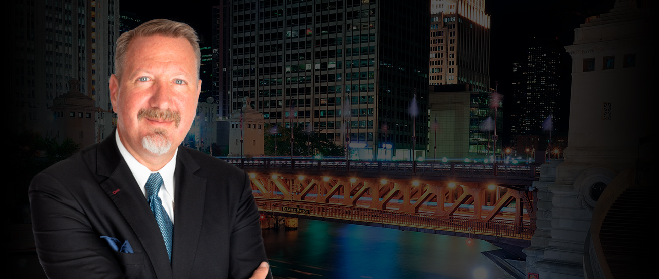 David S. Olshansky with Chicago Bridge in the background